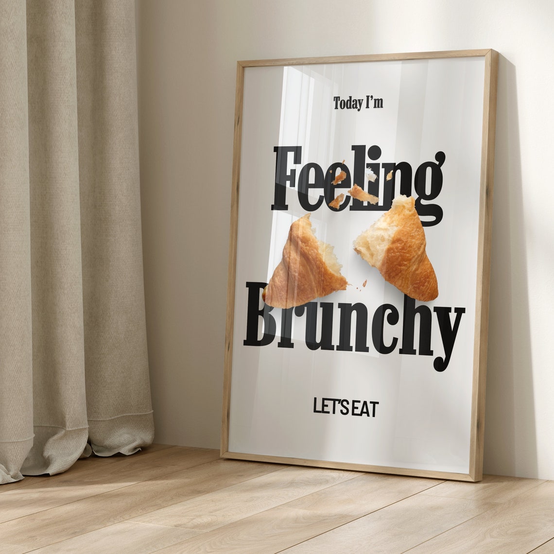 Feeling Brunchy Funny Croissant Kitchen Brunch Quote Typography Poster - Image 2