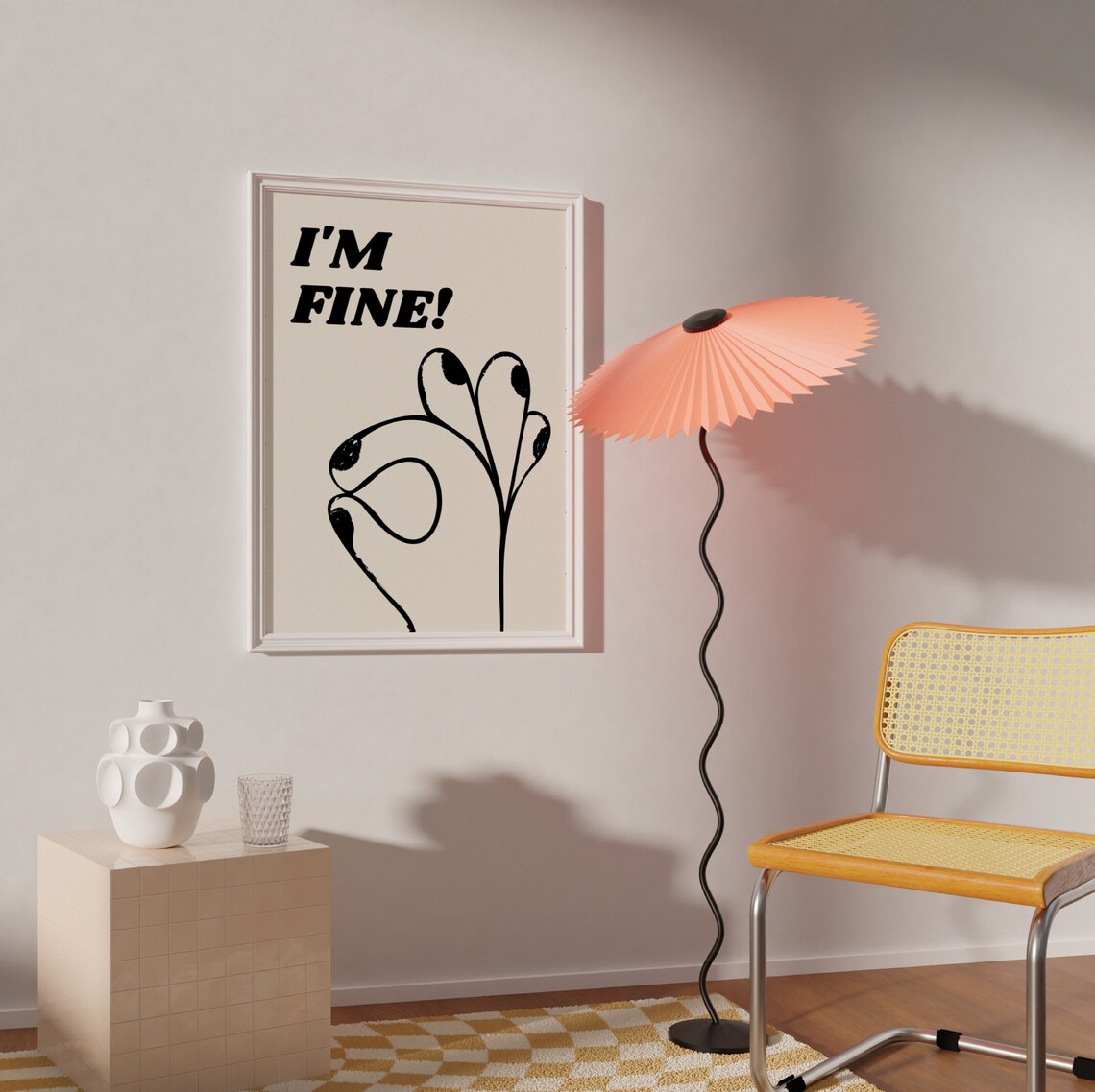 Im Fine Funny Sarcastic OK Hand Minimal Line Art Quote Poster - Image 3