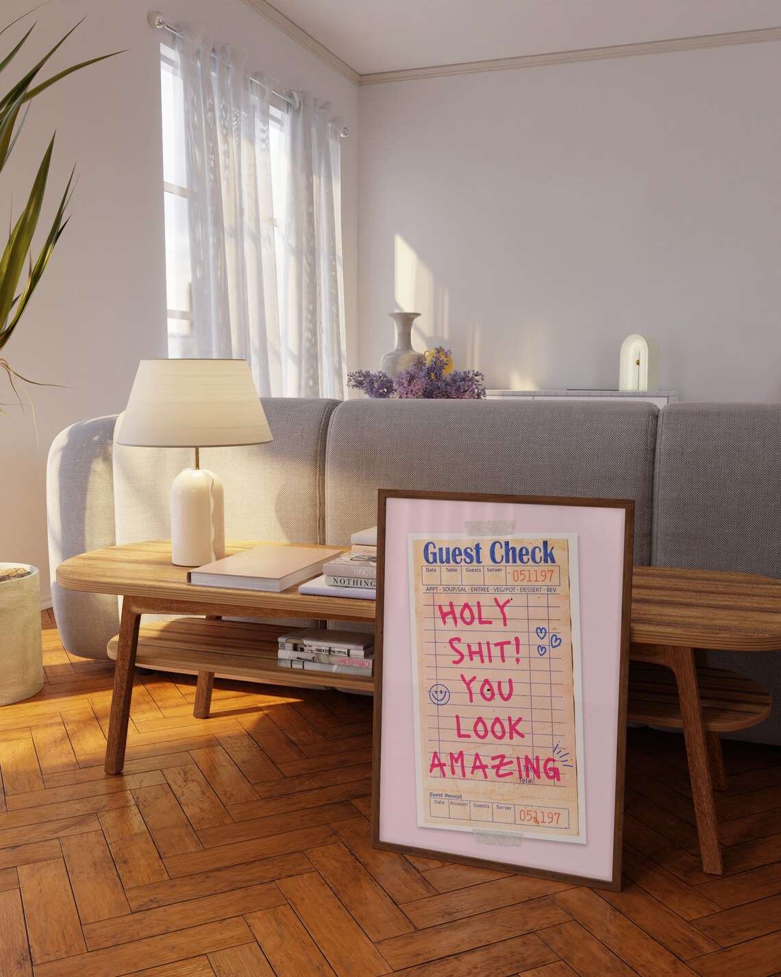 Guest Check Print Holy Sht You Look Amazing Quote Art Positive Saying Preppy Poster Self Love Poster Motivational Quote Wall Art - Image 3