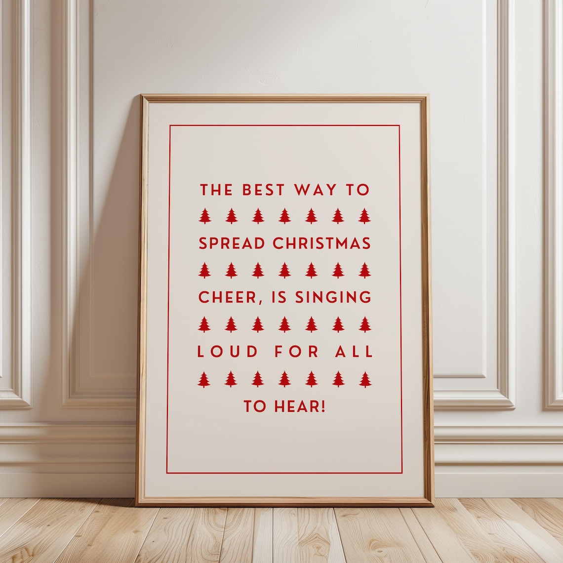 Minimalistic Spread Cheer Quote, Christmas Tree Poster