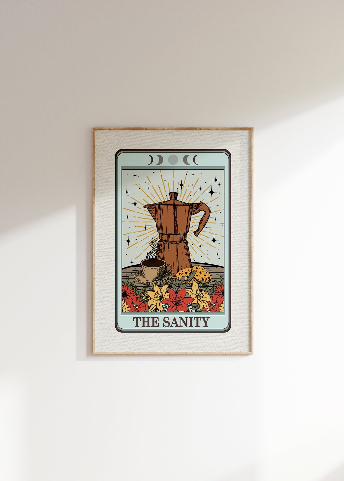Sanity Tarot Card Coffee Print, Witchy Decor