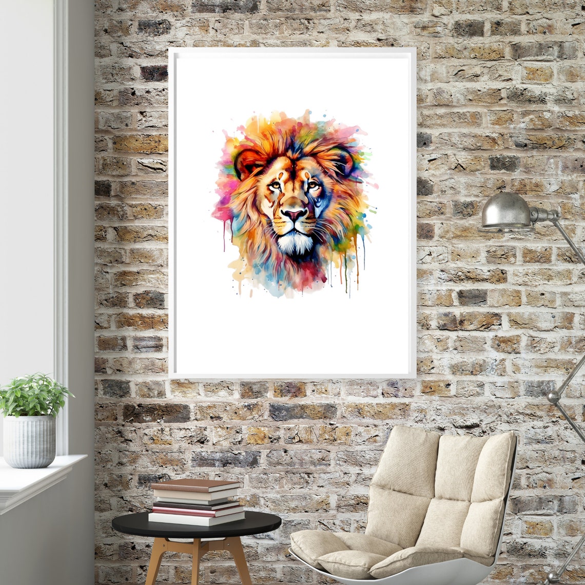 Lion Alcohol Ink Watercolor Art Print, Wildlife - Image 4
