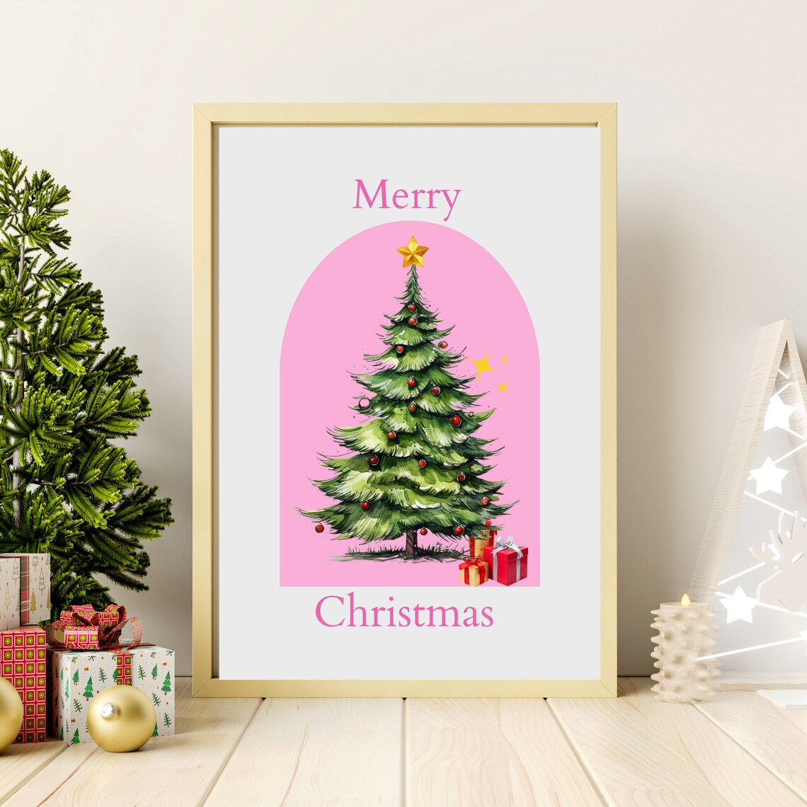 Christmas Tree Merry Christmas Holiday Wall Decor - Image 2