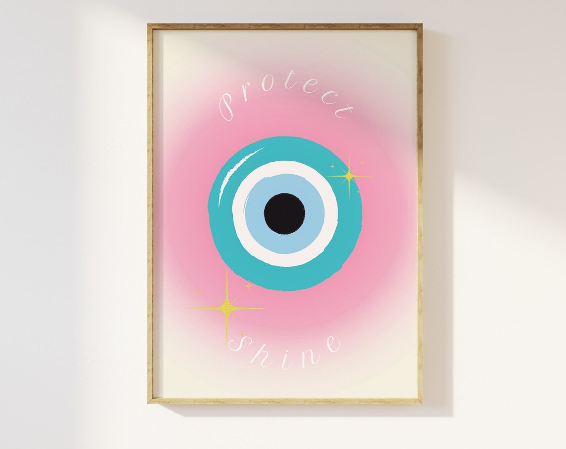 Evil Eye Protect Shine Pink Aura Nazar Turkish Amulet Poster