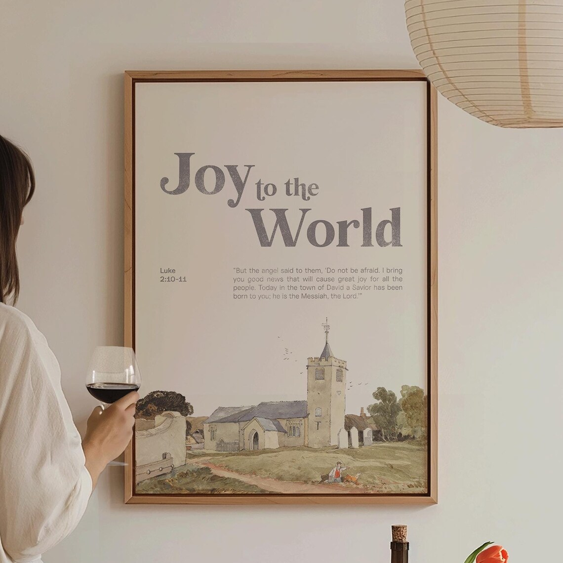 Joy To The World Luke Christmas Scripture Watercolor Church Wall Art