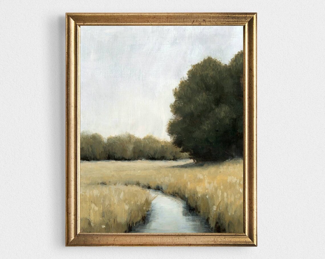 Wheat Field Landscape, French Country Art Print