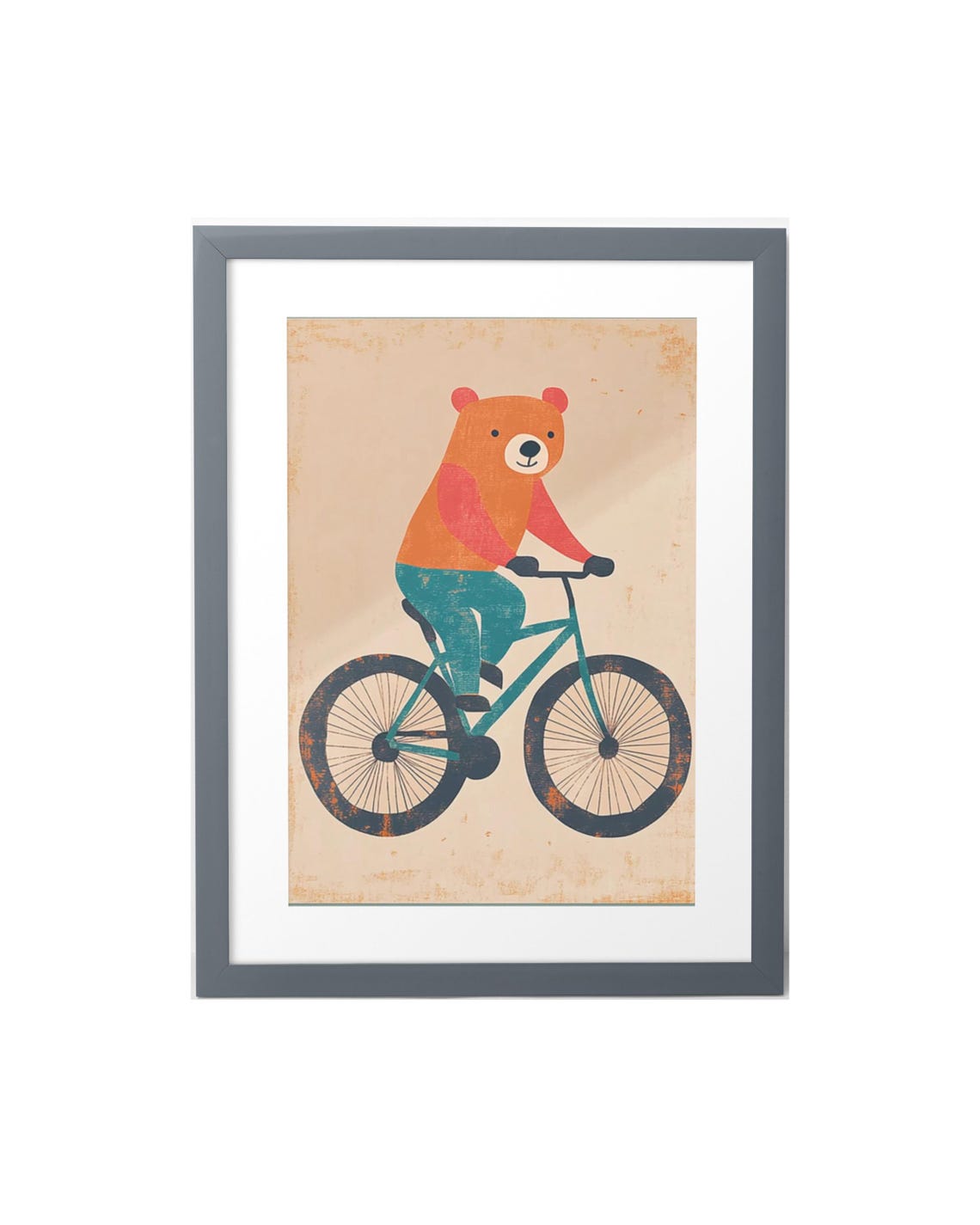 Bear On Bike Wall Art Nursery Animal Print Kids Room Decor Woodland Animal Poster Bear Art Baby Room Decor