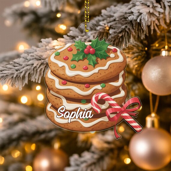 Personalized Gingerbread Cookies Name Ornament Candy Cane Christmas Wall Art