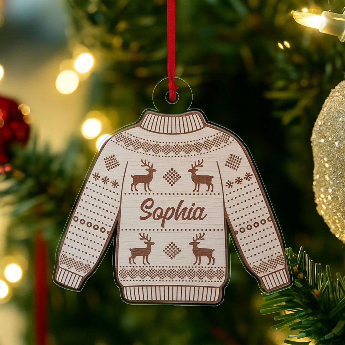 Sophia Fair Isle Christmas Sweater Reindeer Custom Name Poster