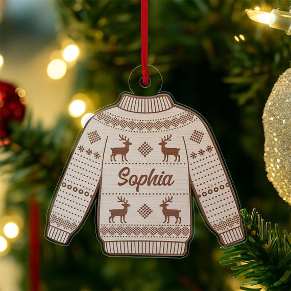Personalized Christmas Sweater Ornament Custom Holiday Tree Decoration Funny Ugly Gift