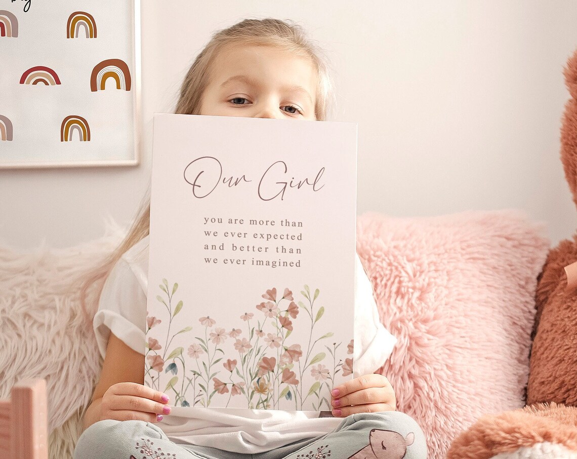 Our Girl Wildflower Print, Nursery Wall Art - Image 3