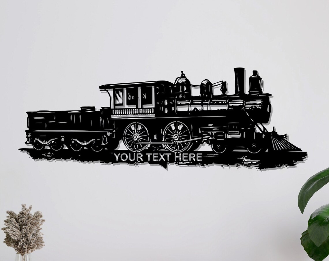 Personalized Black Train Art Print, Office Decor
