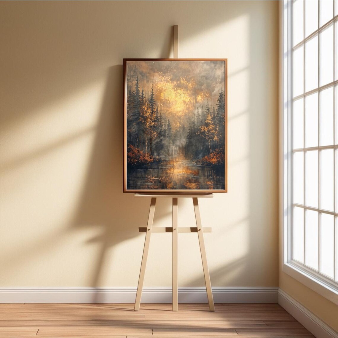 Autumn Forest Mist Art Print, Fall Landscape - Image 2