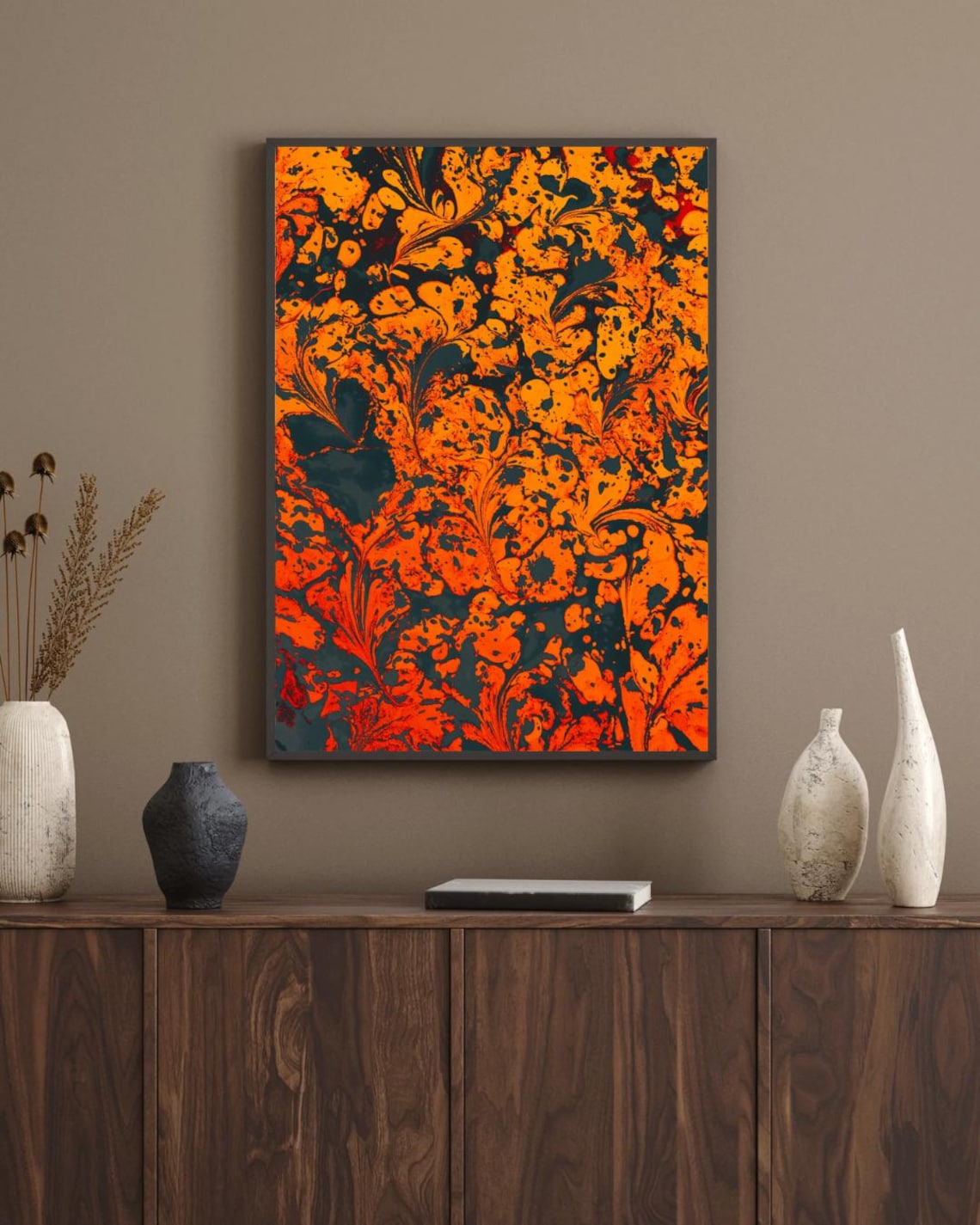 Fiery Autumn Marbled Texture, Abstract Pattern - Image 2