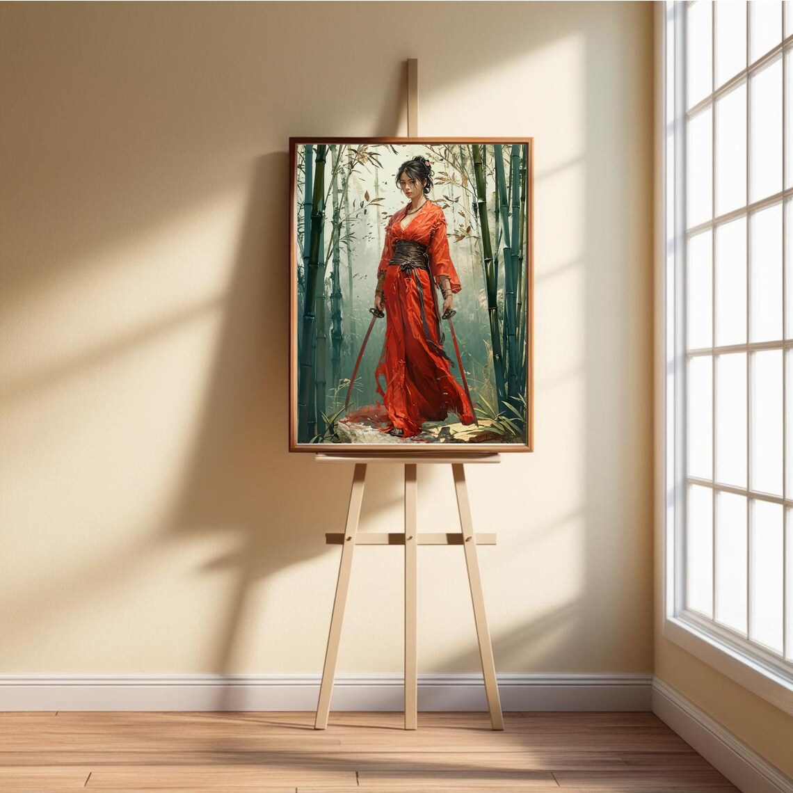 Samurai Warrior Woman In Red Kimono, Japanese Style - Image 5