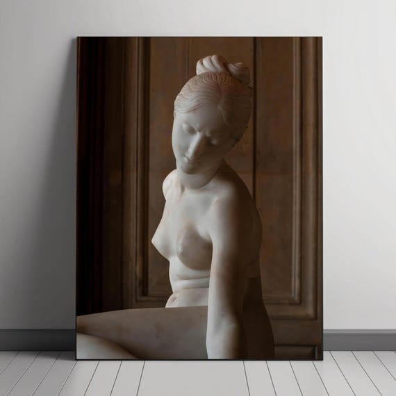 Elegant Marble Female Bust Statue, Classical Print