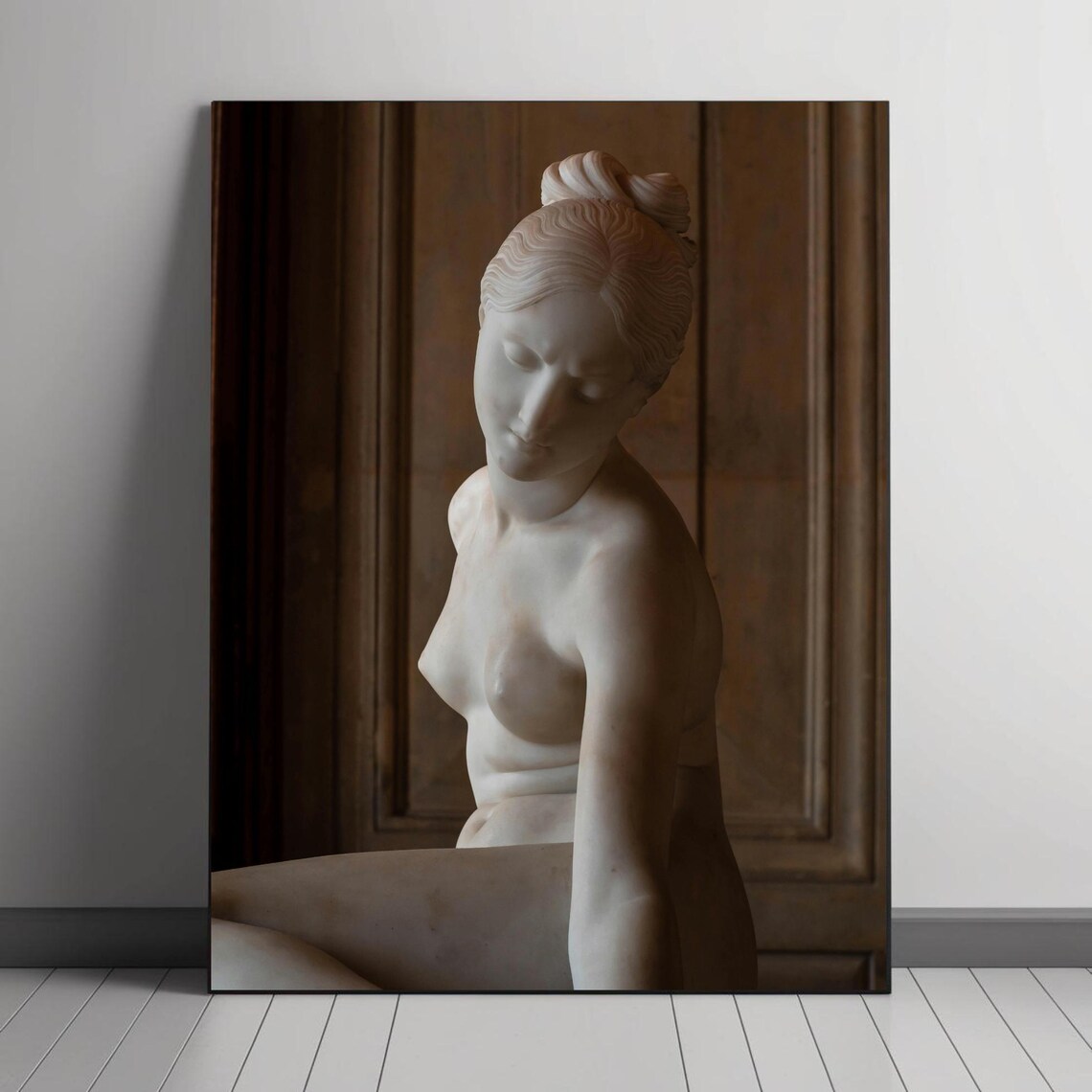 Elegant Marble Female Bust Statue, Classical Print