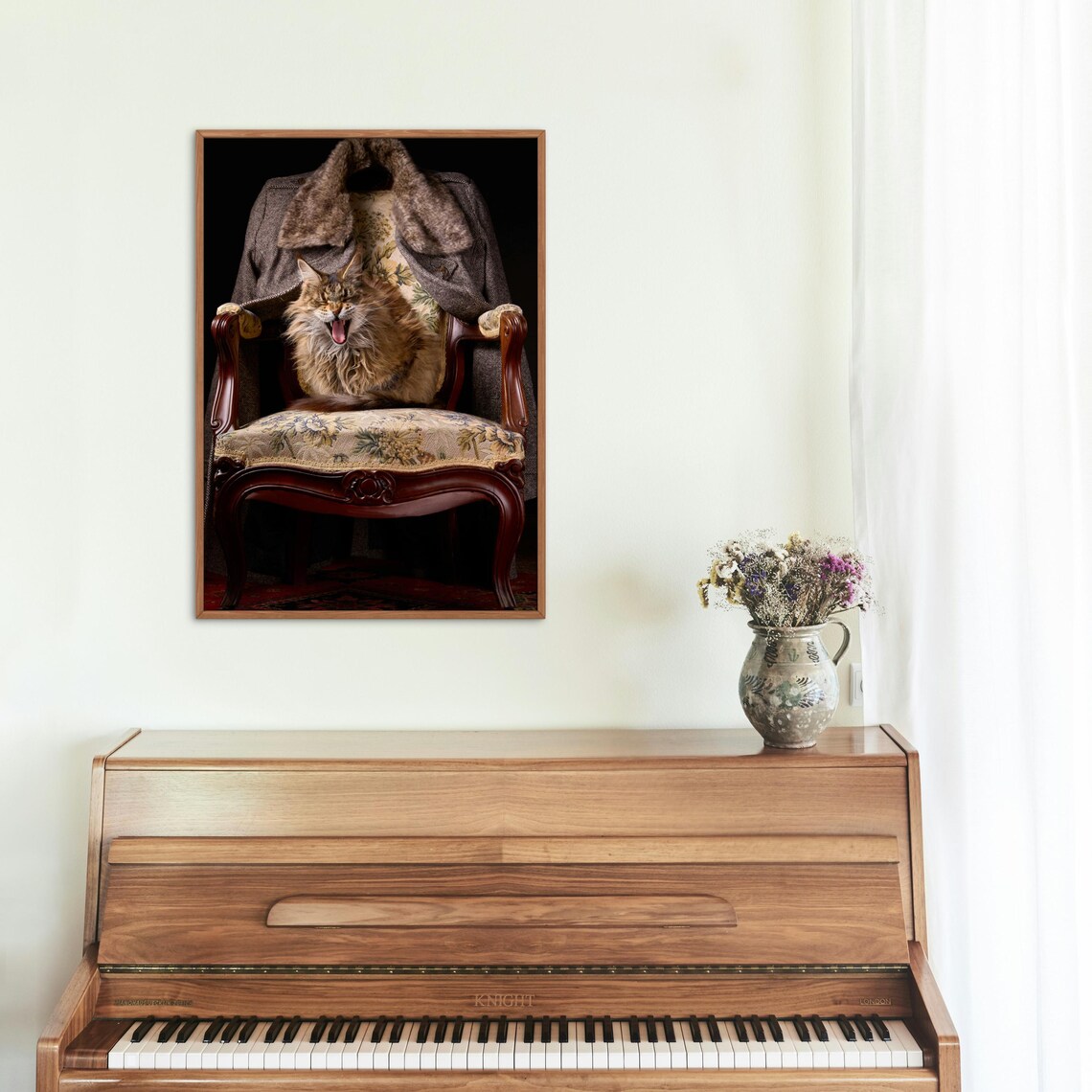 Regal Cat Portrait, Vintage Armchair Art Print - Image 3