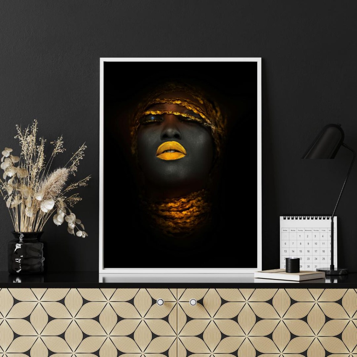 Golden Silence - Abstract Black And Gold Portrait - Image 2