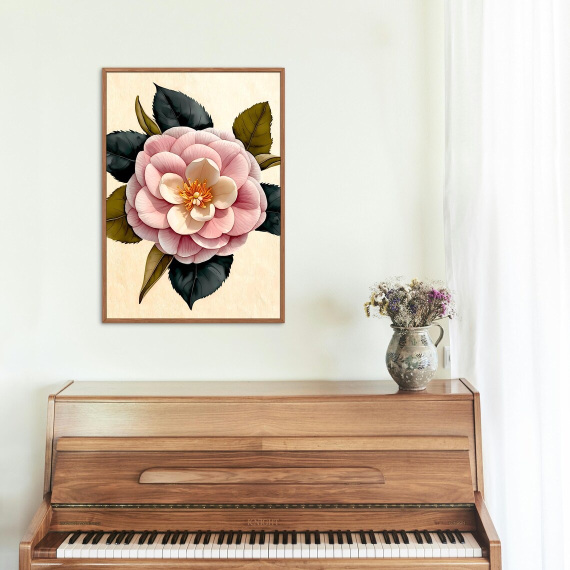 Pink Camellia Art Print, Vintage Botanical Illustration - Image 2
