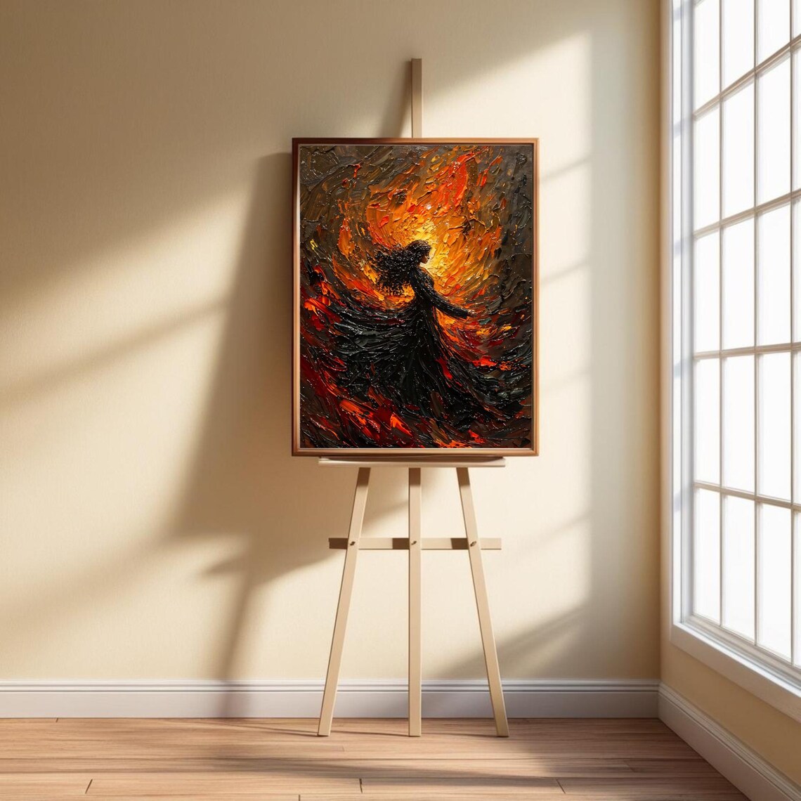 Fiery Soul Abstract Oil Style Dark Fantasy Woman - Image 6