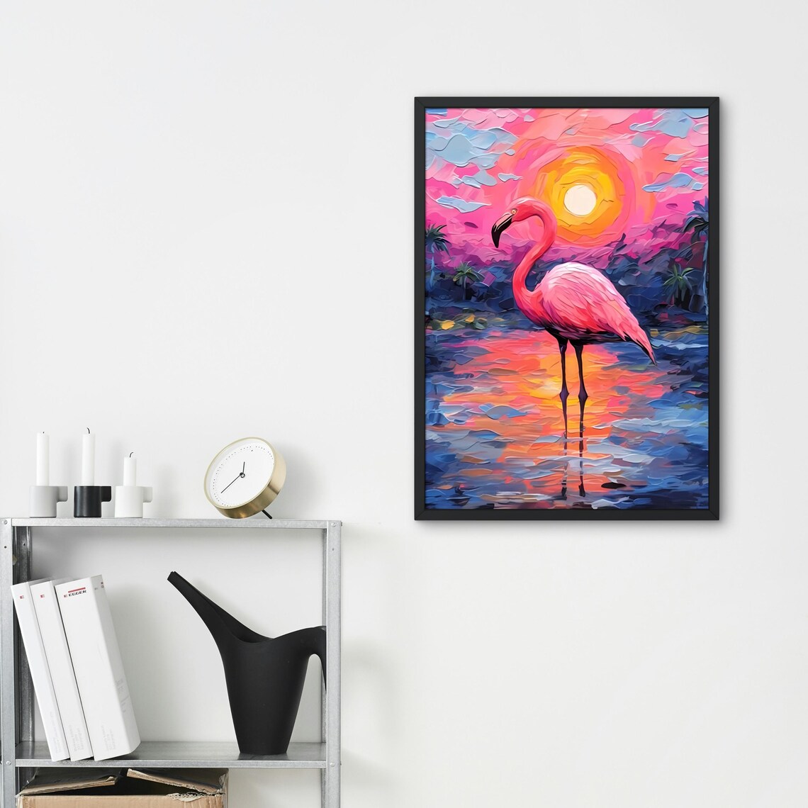 Flamingo Sunset Art Print, Tropical Boho Beach Art - Image 2