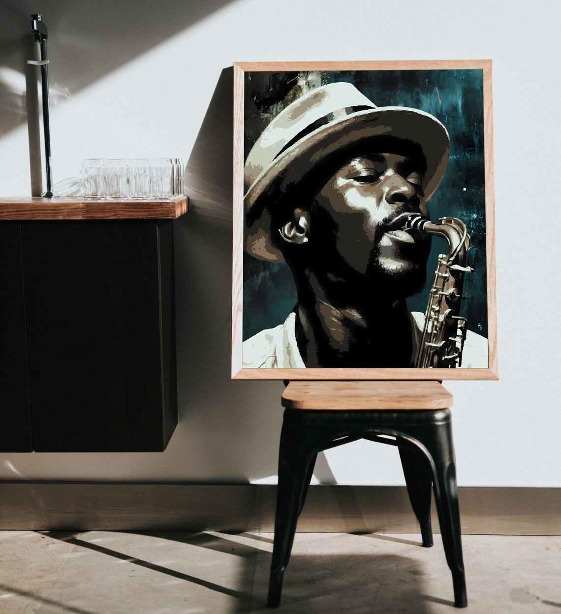 Jazz Saxophone Musician Portrait, Jazz Music Decor - Image 6