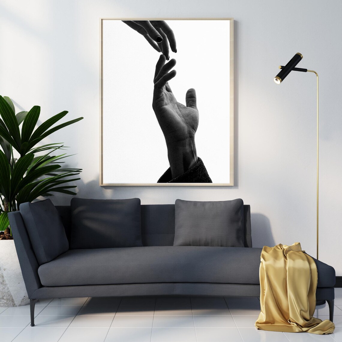 Reaching Hands Minimalist Art Print, Emotional Connection - Image 2