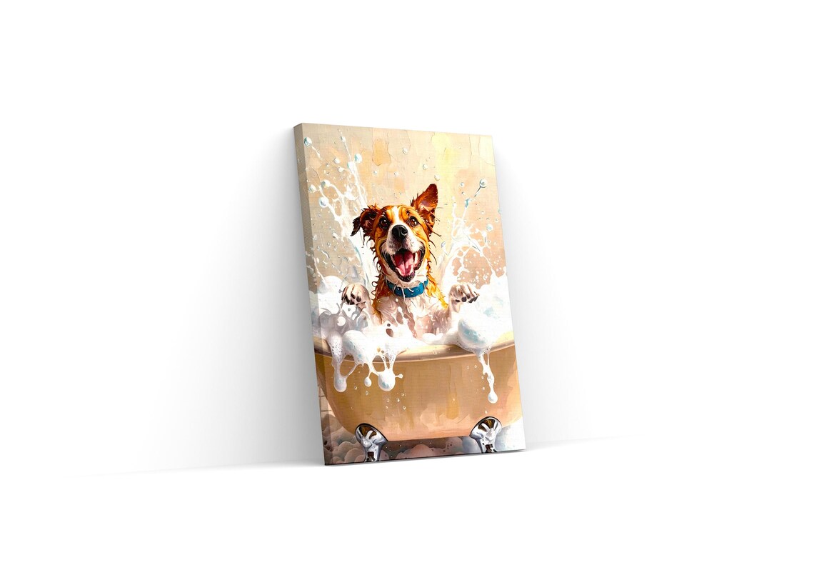 Dog Bath Art Print, Funny Impressionist Pet Painting - Image 6