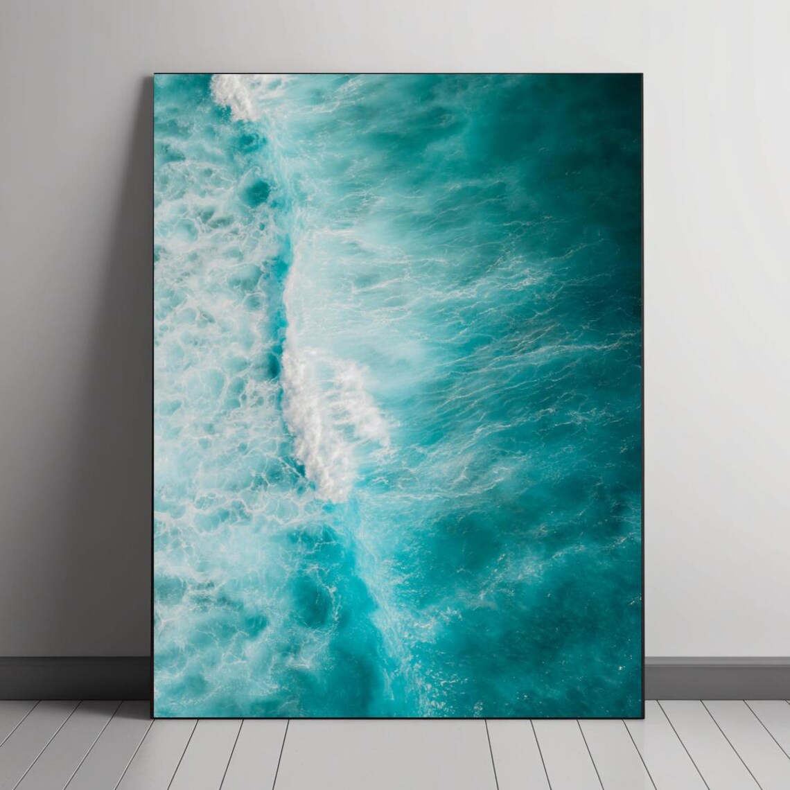 Ocean Waves Abstract Aerial View, Art Print