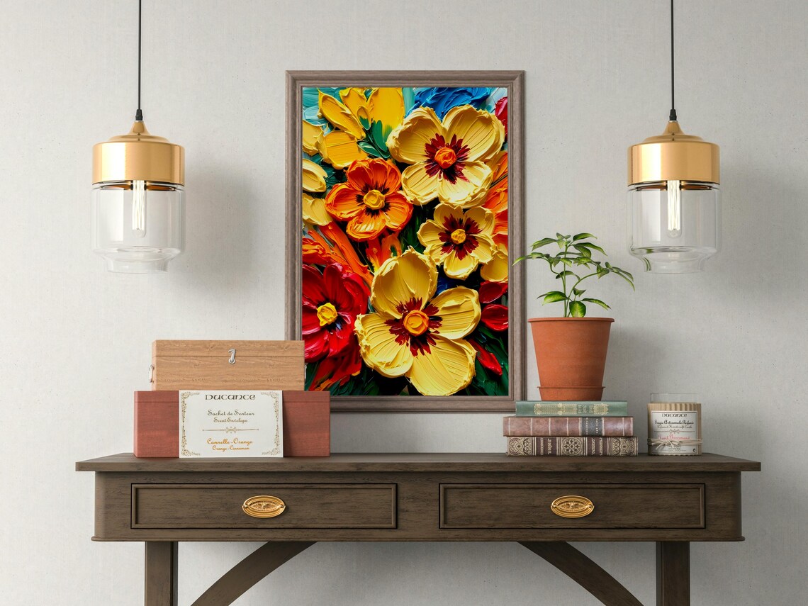 Impasto Floral Painting, Bold Botanical Art Print - Image 4