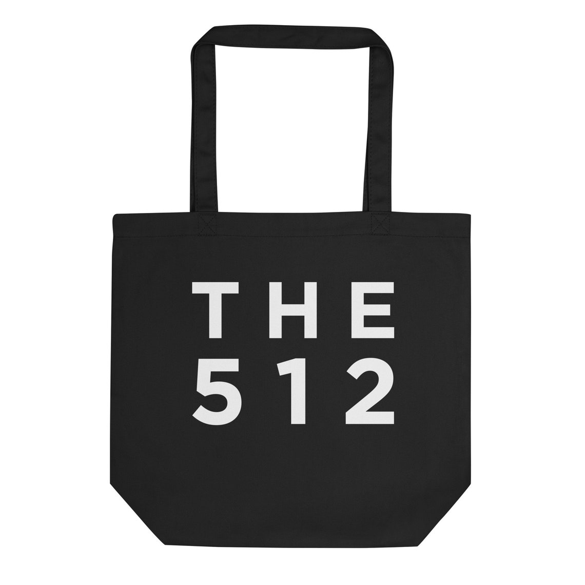 The 512 Austin Texas Black Tote Bag with Bold White Block Print Design - Image 3