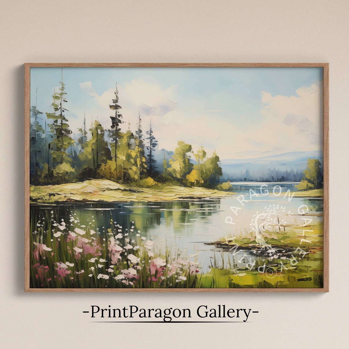Spring Forest Oil Painting, Rustic Nature Landscape