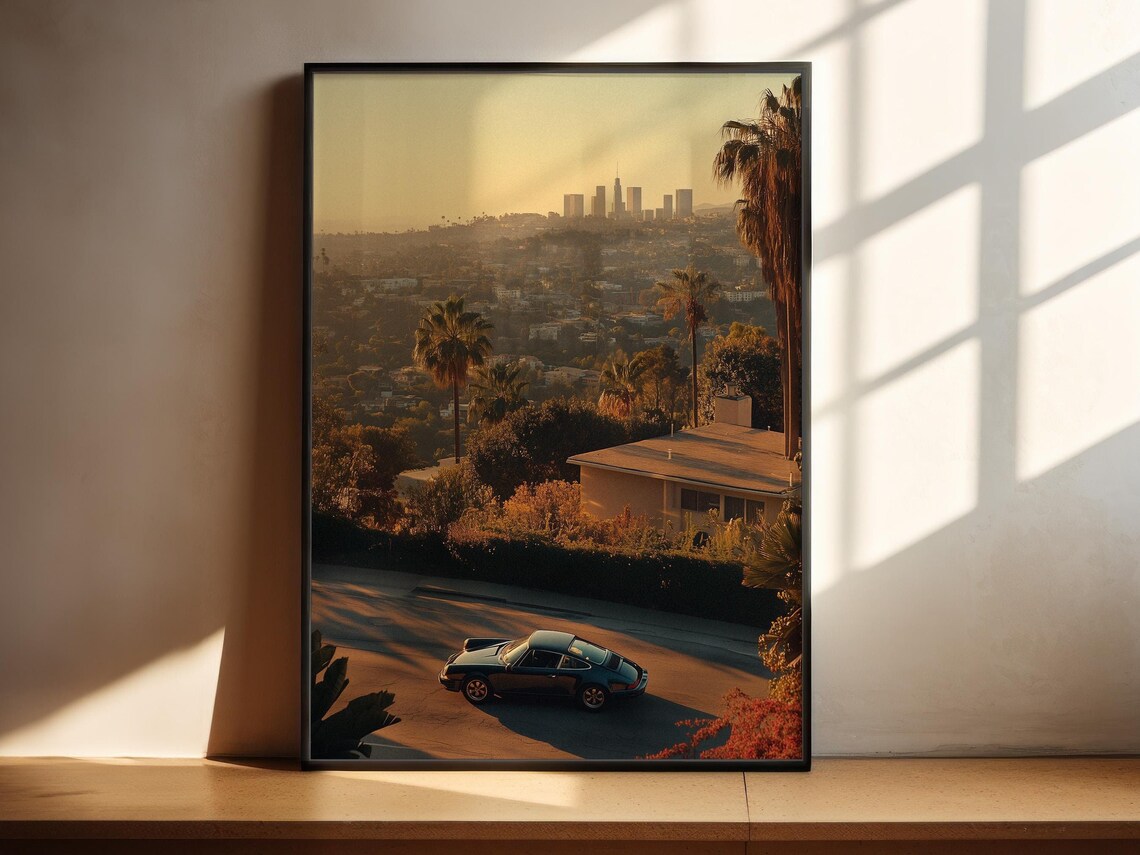 Vintage Los Angeles Poster Retro La Art Print 1980s City Skyline Wall Decor Mid Century Modern Los Angeles Poster Gift For Travelers