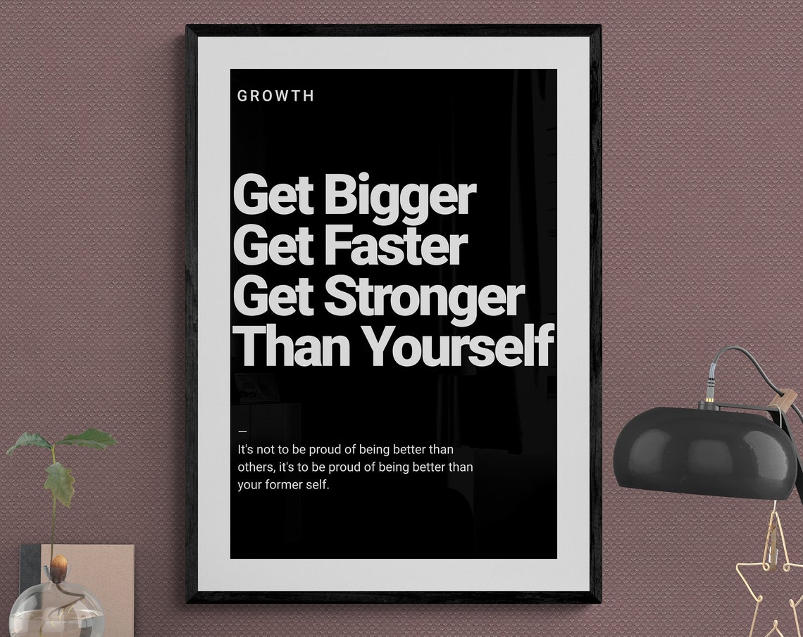 Get Stronger Than Yourself Personal Growth Motivation Quote Poster