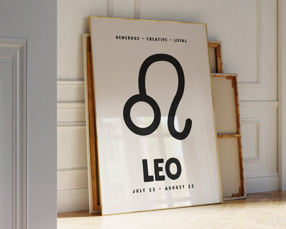 Leo Zodiac Symbol Black Star Sign Astrology Birthday Gift Poster - Image 3