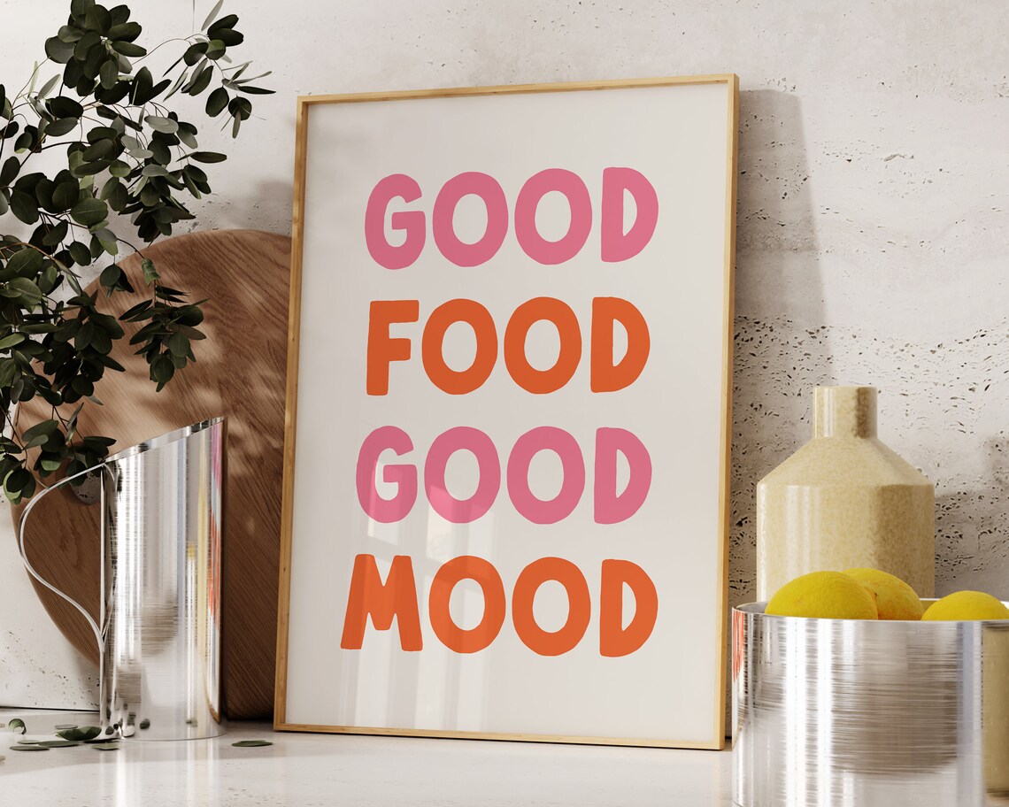 Good Food Good Mood Retro Kitchen Food Poster