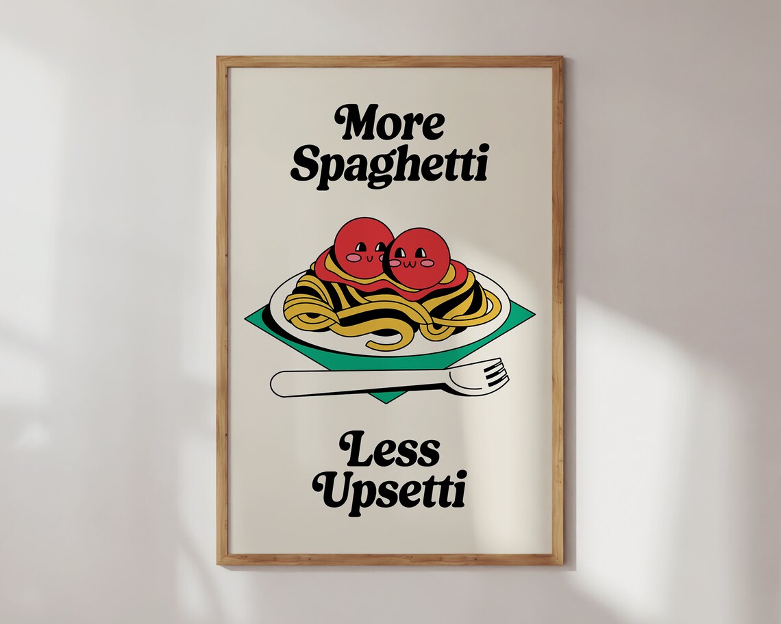 Spaghetti Retro Kitchen Art Print, Pasta Poster - Image 3