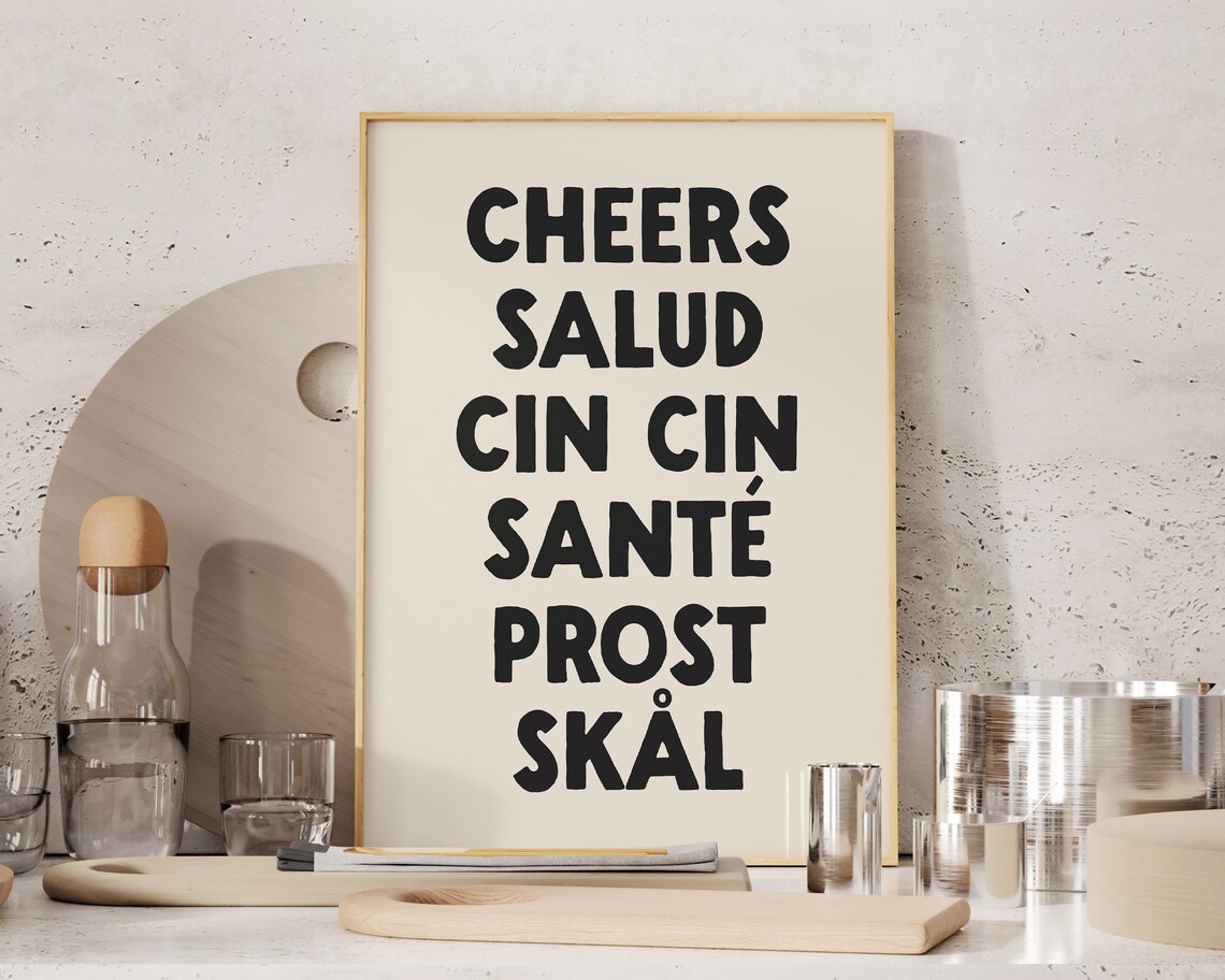 Cheers Cin Cin Bar Cart Kitchen Art Print - Image 2