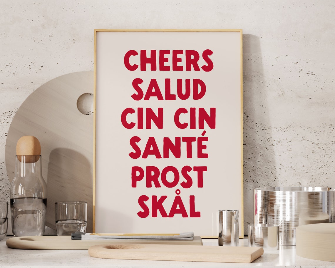 Cheers Salud Cin Cin Sante Prost Skal Toast Languages Poster - Image 2