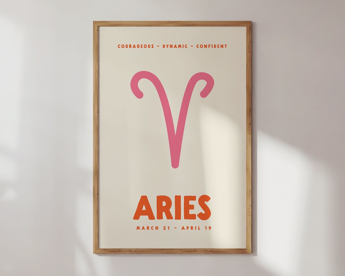 Aries Zodiac Poster Print, Preppy Wall Decor - Image 3