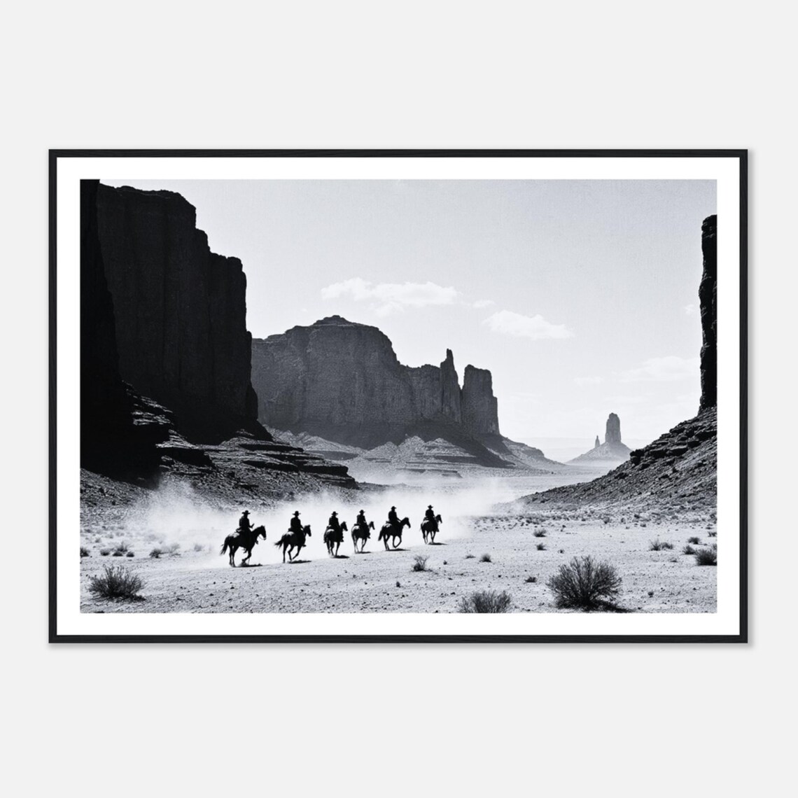 Black And White Cowboy Riders, Monument Valley Travel Poster