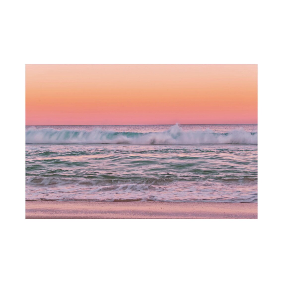 Sunset at Beach Waves Coastal Minimalist Art Print