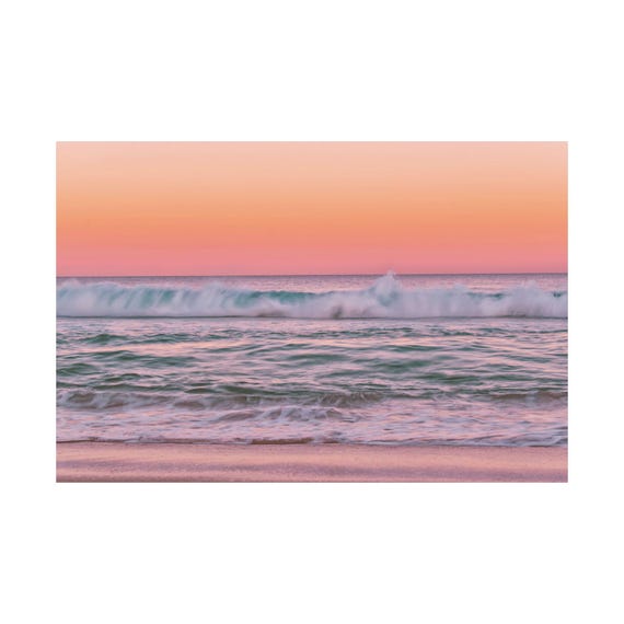 Sunset at Beach Waves Coastal Minimalist Art Print