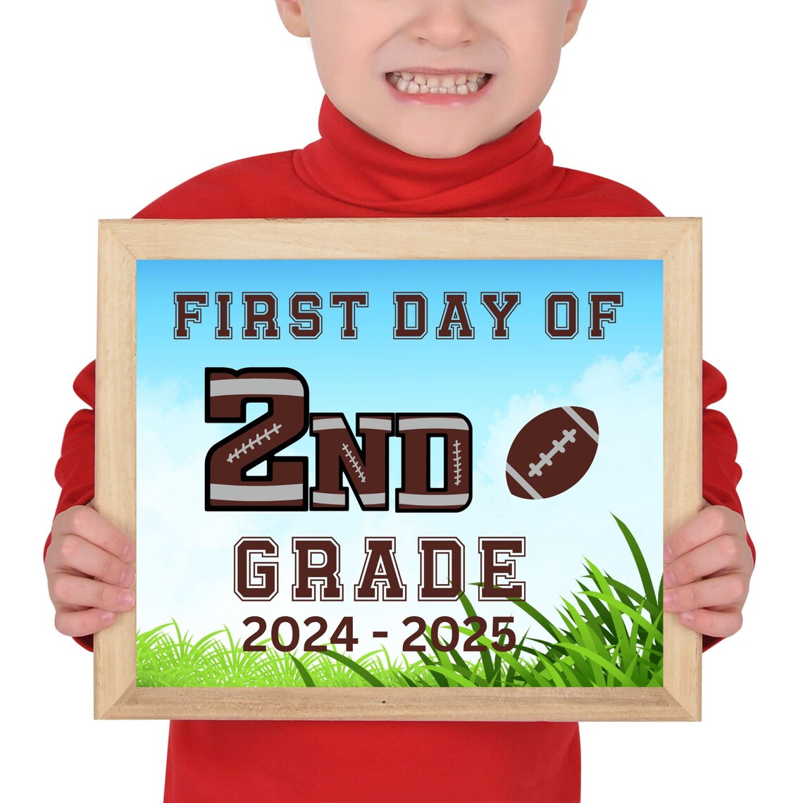 First Day of 2nd Grade Football Sports Back to School Sign Photo Print - Image 2