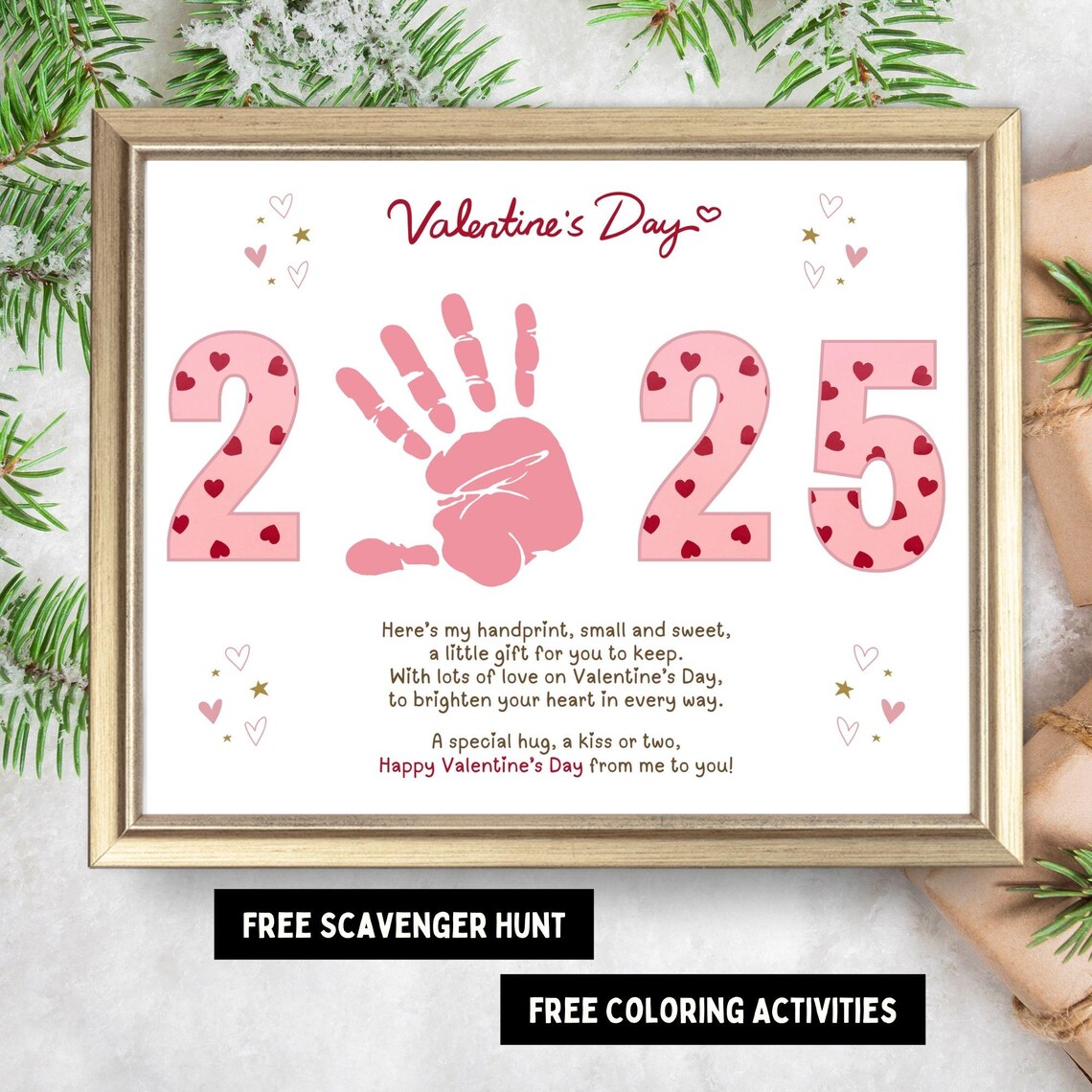 Valentine's Day Handprint Heart Poem Art Print
