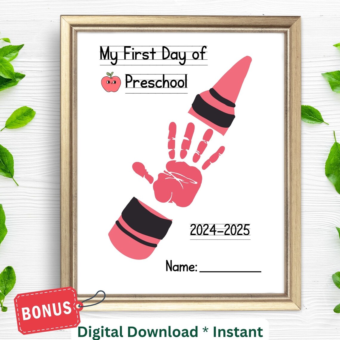 First Day Of Preschool Handprint Craft Art Print