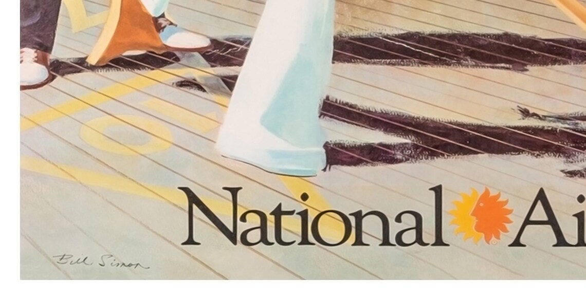 Cruise the Caribbean National Airlines Ship Deck Vintage Poster - Image 2