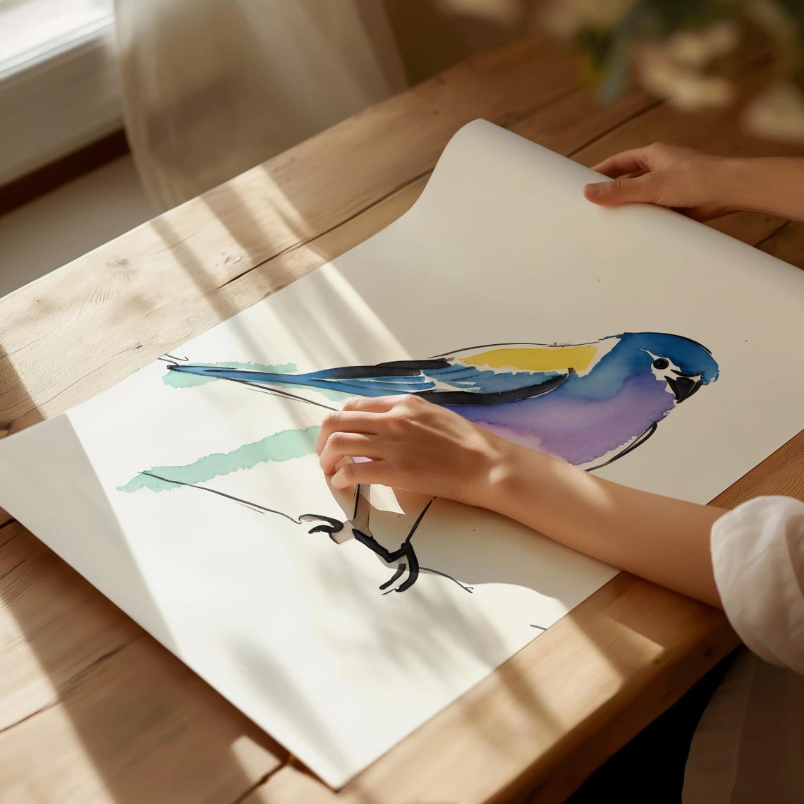 Small Parrot Watercolor Sketch, Nursery Decor - Image 4