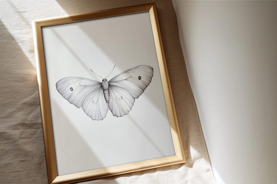 Butterfly Sketch, Minimalist Nature Art Print - Image 4